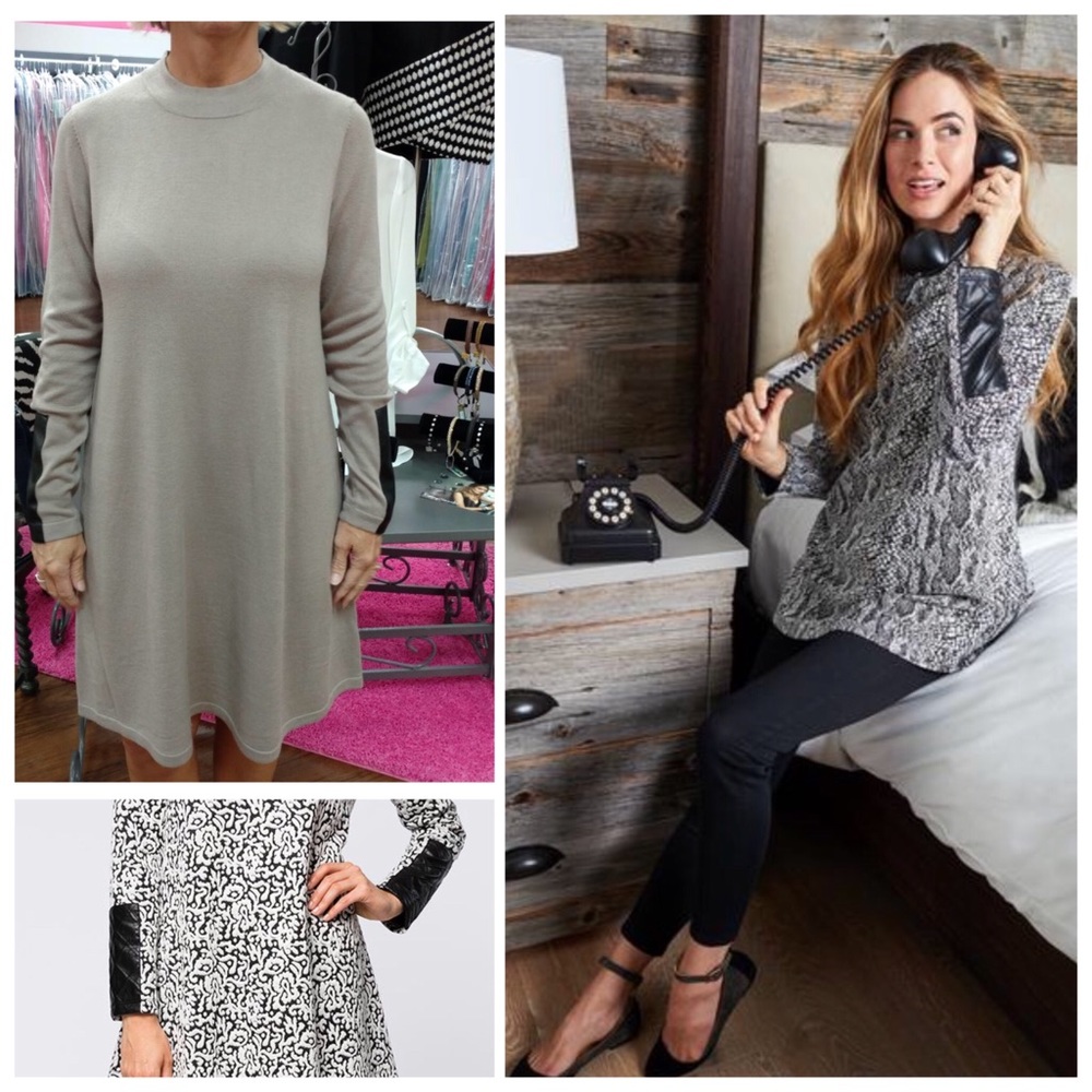 Tyler Boe Grey leather sleeve dress